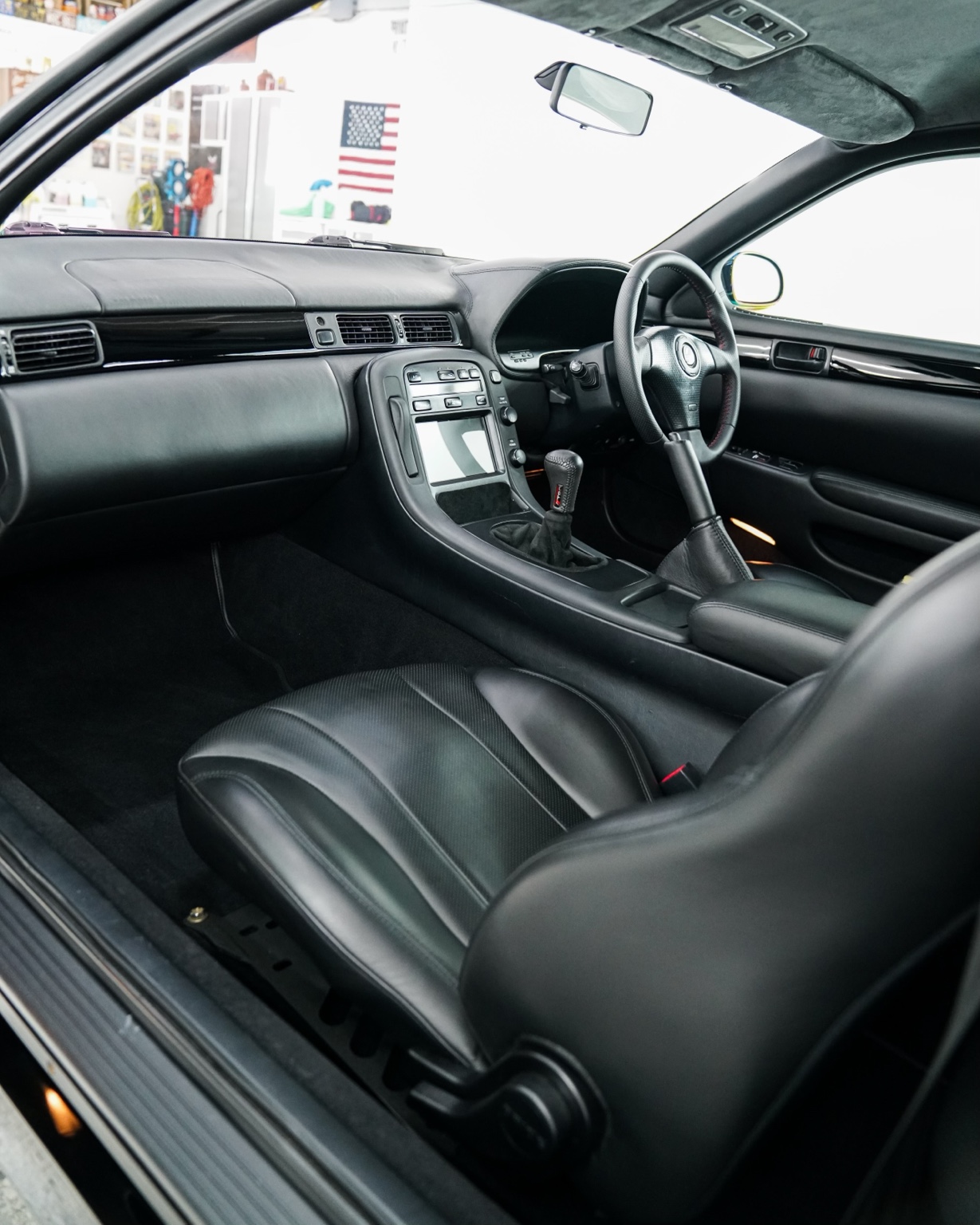 Detailed black leather Toyota interior